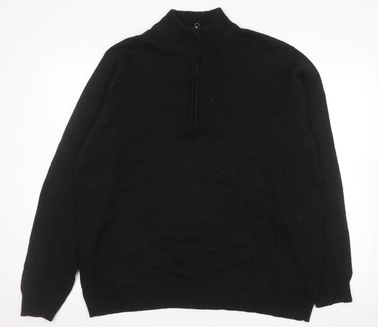 Cotton Traders Men’s Black 2XL Half Zip Knit Cotton Sweatshirt