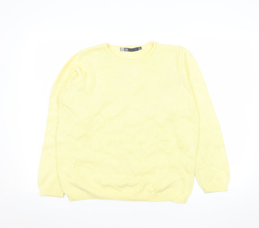 Isle Womens Yellow Cotton Crew Neck Pullover Jumper M 14-16