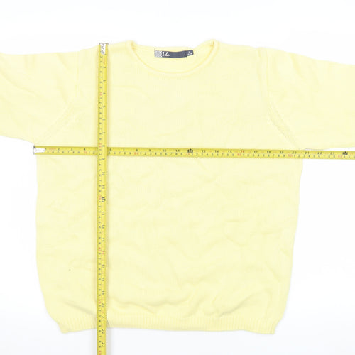 Isle Womens Yellow Cotton Crew Neck Pullover Jumper M 14-16