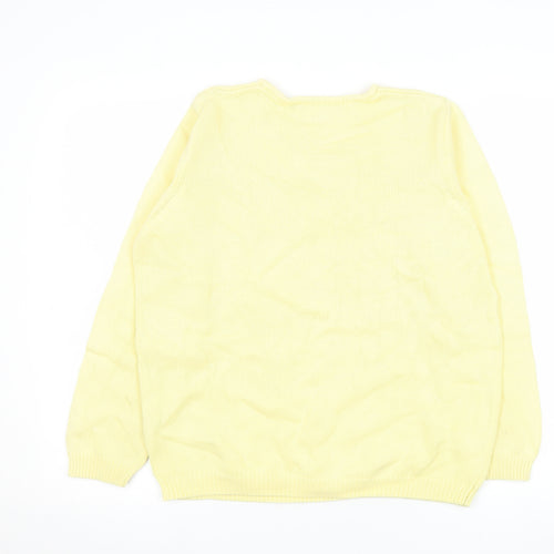 Isle Womens Yellow Cotton Crew Neck Pullover Jumper M 14-16