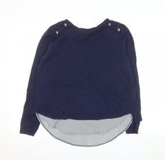 Scarlet Roos Women's Blue Long Sleeve Tunic Style Blouse Size S