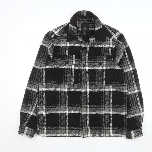 River Island Men's Black Check Fleece Shacket XS