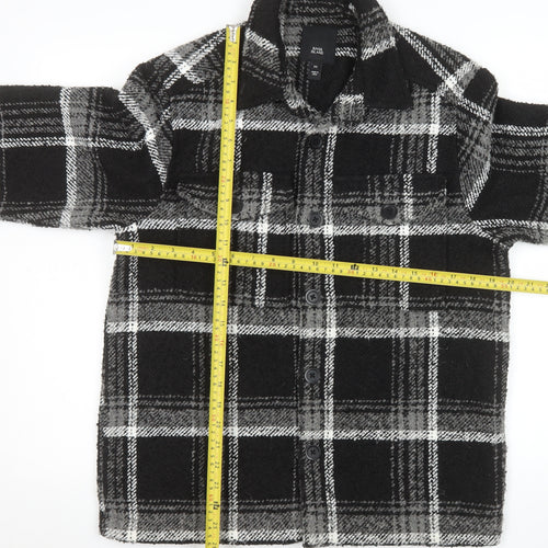 River Island Men's Black Check Fleece Shacket XS