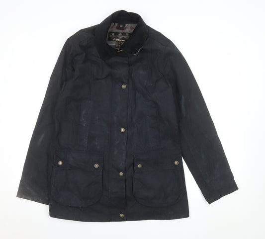 Barbour Women's Navy Waxed Cotton Mid-Length Jacket UK 10