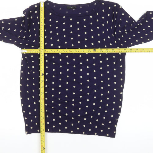 M&Co Women’s Blue Polka Dot Knit Jumper Size 12