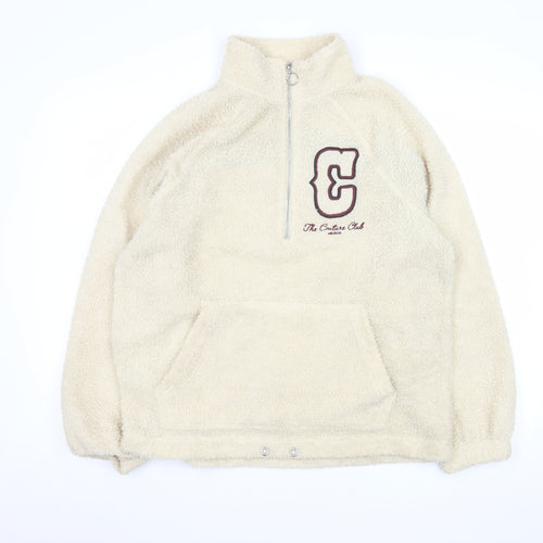 The Couture Club Men’s Beige Fleece 1/4 Zip Jacket Size S
