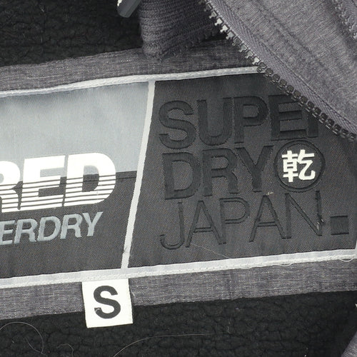 Superdry Women Grey S Puffer Jacket Hooded Fur Trim Winter Coat