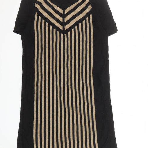 Marks and Spencer Autograph Black Striped Shift Dress Women Size 12