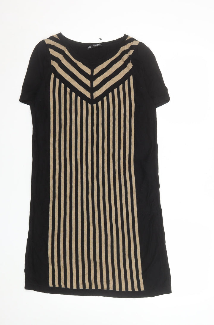 Marks and Spencer Autograph Black Striped Shift Dress Women Size 12