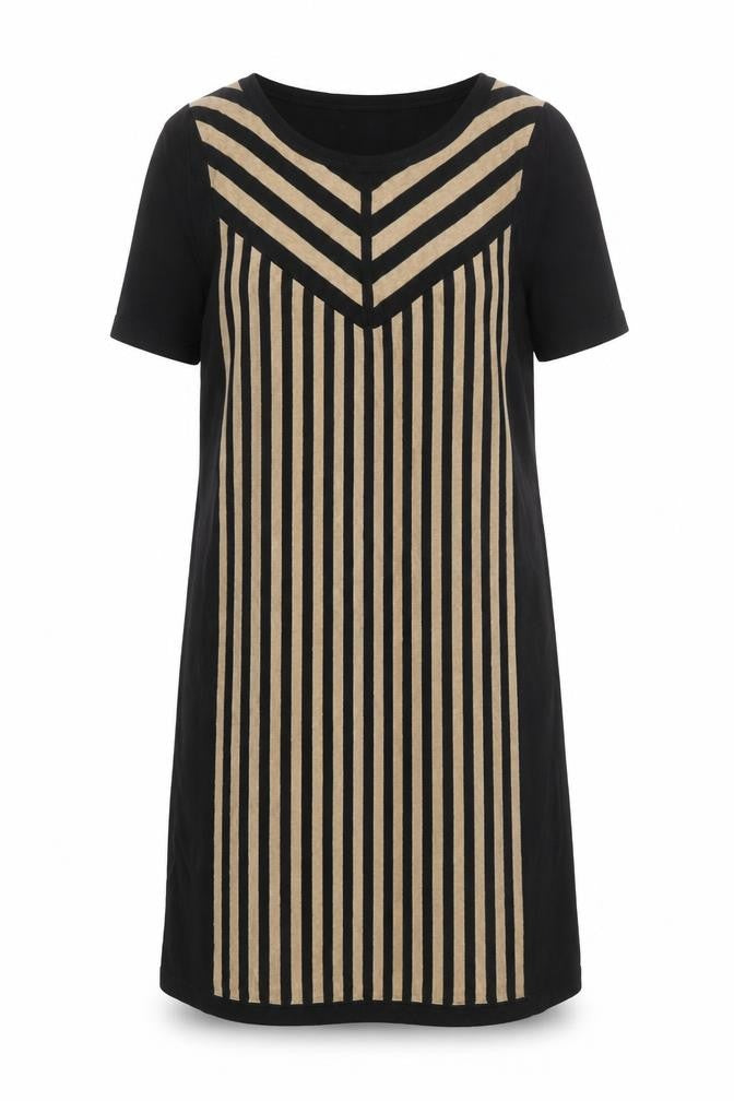 Marks and Spencer Autograph Black Striped Shift Dress Women Size 12