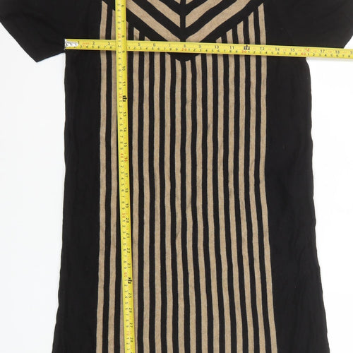 Marks and Spencer Autograph Black Striped Shift Dress Women Size 12
