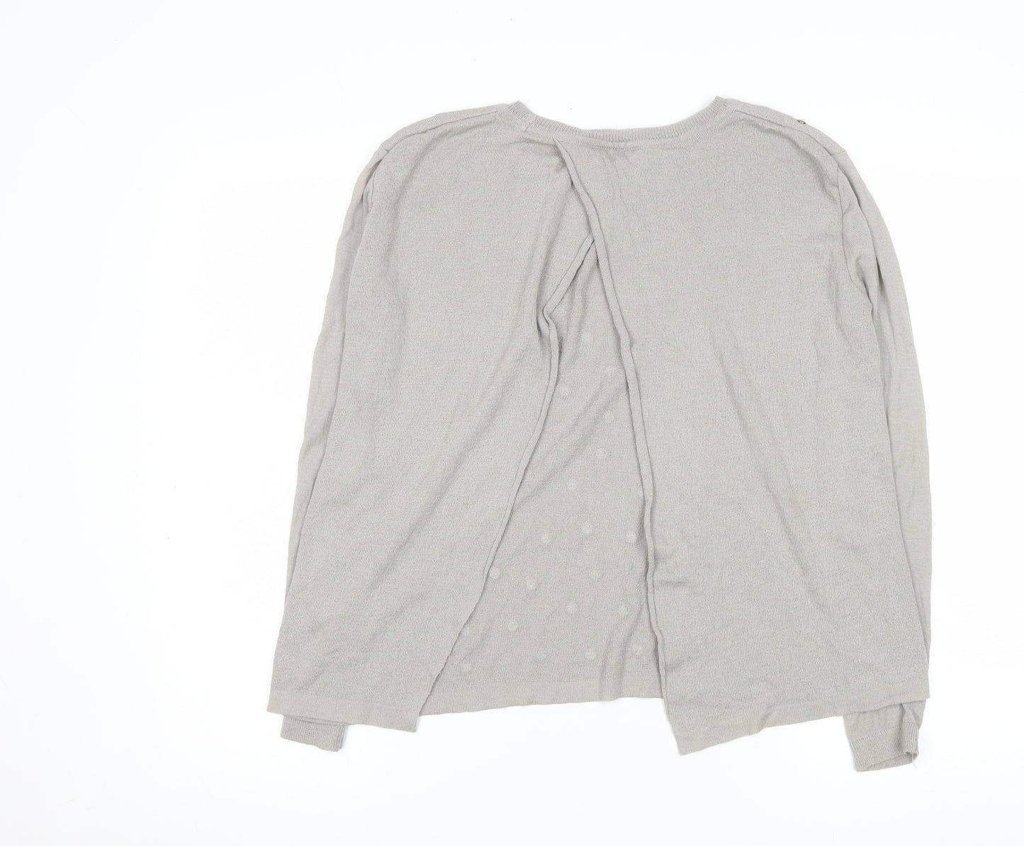 Topshop Women Grey Beaded Knit Long Sleeve Blouse UK 8