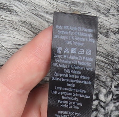 George Women’s Grey Faux Fur Trim Chunky Knit Longline Cardigan Size 16