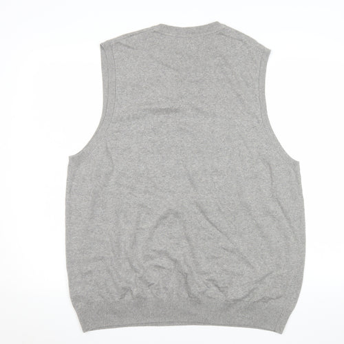 Marks and Spencer Mens Grey Cotton V-Neck Sleeveless Vest XL
