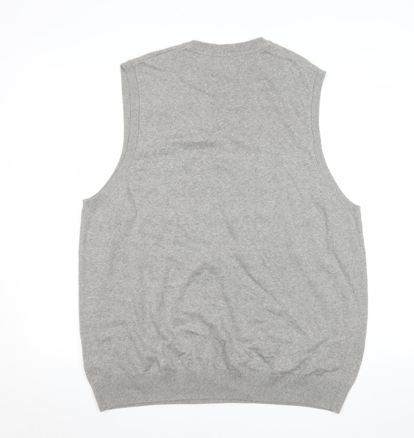 Marks and Spencer Mens Grey Cotton V-Neck Sleeveless Vest XL