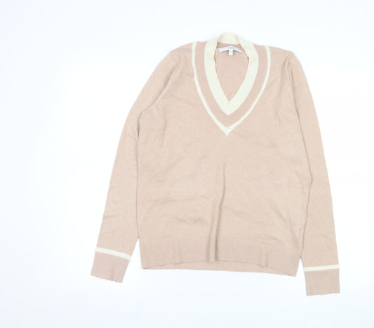 Next Women’s Beige V-Neck Long Sleeve Jumper Size 10