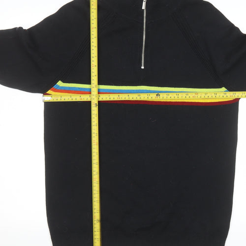 Tu Mens Black Striped 1/4 Zip Knit Jumper M