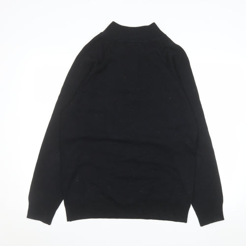 Tu Mens Black Striped 1/4 Zip Knit Jumper M