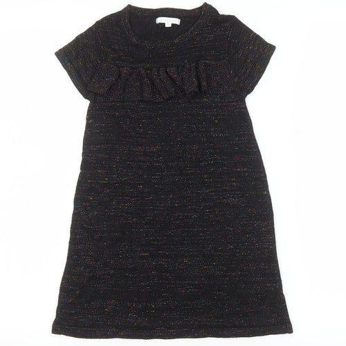 Bluezoo Girls Black Glitter Shift Party Dress 5-6 Years Short Sleeve