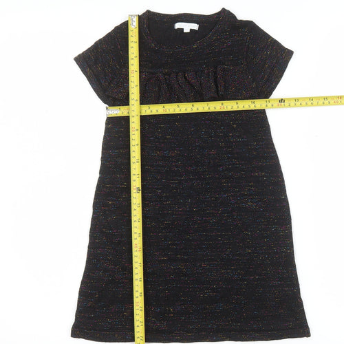 Bluezoo Girls Black Glitter Shift Party Dress 5-6 Years Short Sleeve