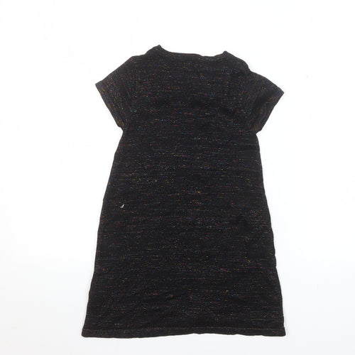 Bluezoo Girls Black Glitter Shift Party Dress 5-6 Years Short Sleeve