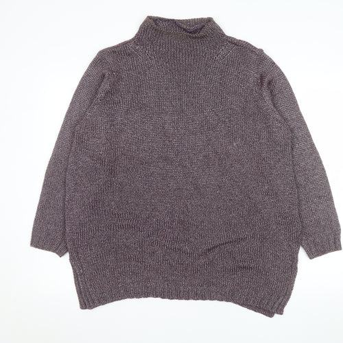 Windsmoor Women’s Purple Mock Neck Chunky-Knit Jumper Size S