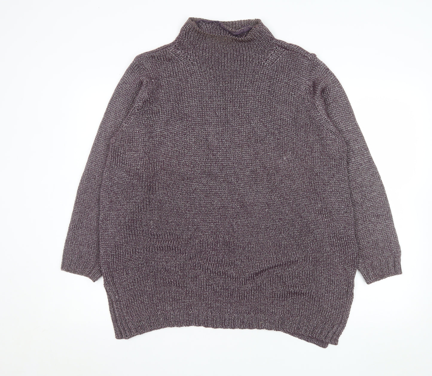 Windsmoor Women’s Purple Mock Neck Chunky-Knit Jumper Size S