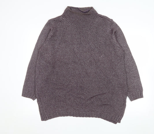 Windsmoor Women’s Purple Mock Neck Chunky-Knit Jumper Size S
