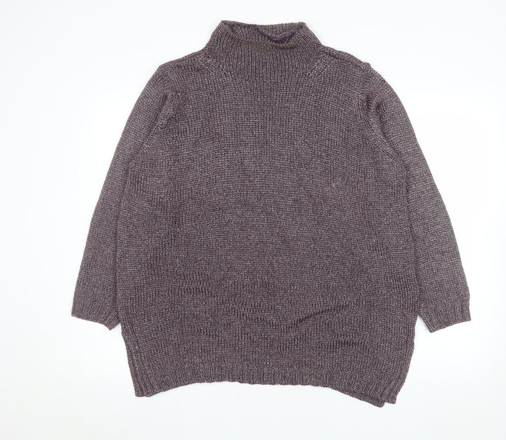Windsmoor Women’s Purple Mock Neck Chunky-Knit Jumper Size S