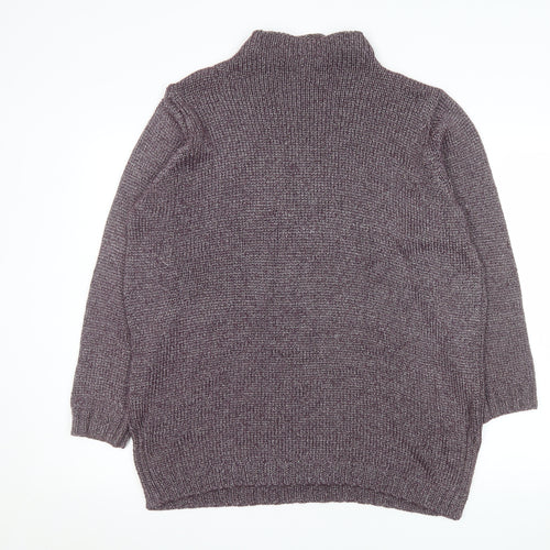 Windsmoor Women’s Purple Mock Neck Chunky-Knit Jumper Size S