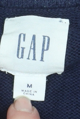 GAP Men's Blue Multi Stripe Cotton Crew Neck Jumper Size M