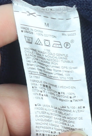 GAP Men's Blue Multi Stripe Cotton Crew Neck Jumper Size M