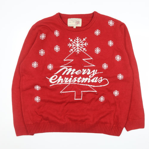 Sandstone Mens Red 2XL Christmas Crew Neck Pullover Jumper