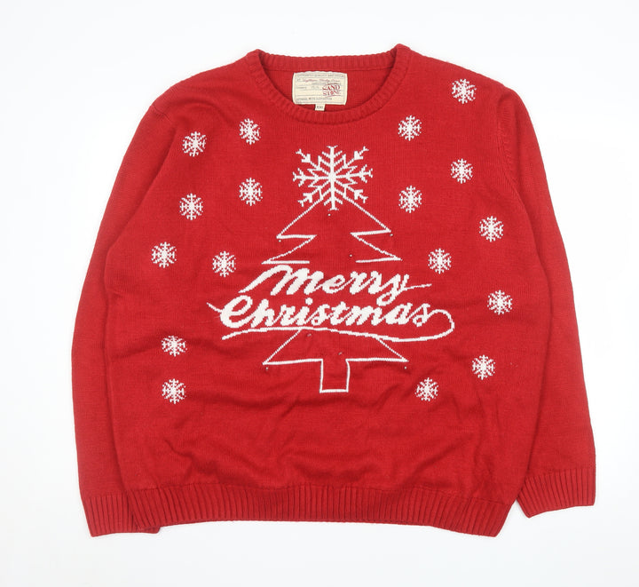 Sandstone Mens Red 2XL Christmas Crew Neck Pullover Jumper