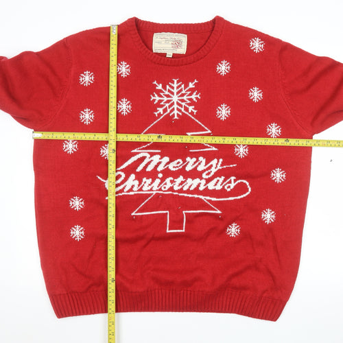 Sandstone Mens Red 2XL Christmas Crew Neck Pullover Jumper