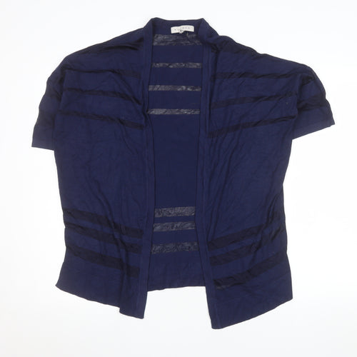 Nutmeg Women Blue Size 14 Open Knit Short Sleeve Cardigan