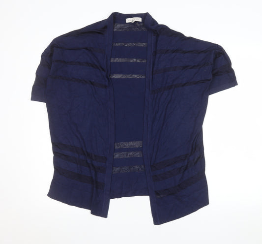 Nutmeg Women Blue Size 14 Open Knit Short Sleeve Cardigan
