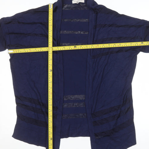 Nutmeg Women Blue Size 14 Open Knit Short Sleeve Cardigan