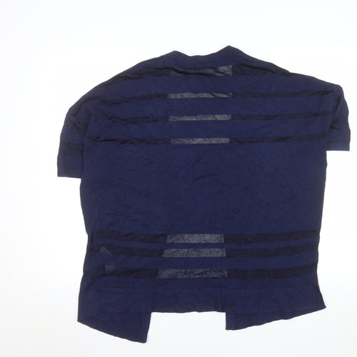 Nutmeg Women Blue Size 14 Open Knit Short Sleeve Cardigan