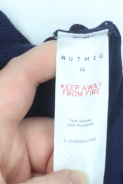 Nutmeg Women Blue Size 14 Open Knit Short Sleeve Cardigan