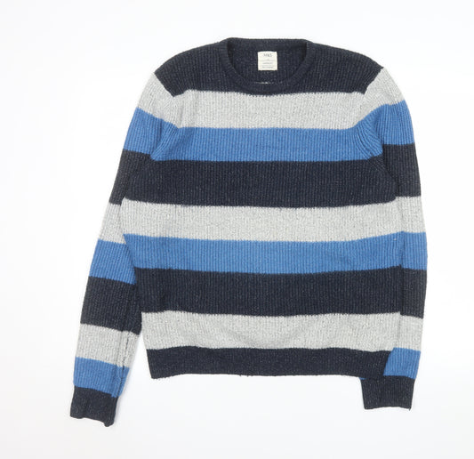 Marks and Spencer Men’s Blue Striped Crew Neck Pullover Jumper Size M