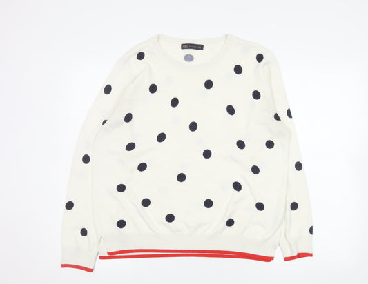 Marks and Spencer Women's White Polka Dot Acrylic Jumper Size 18