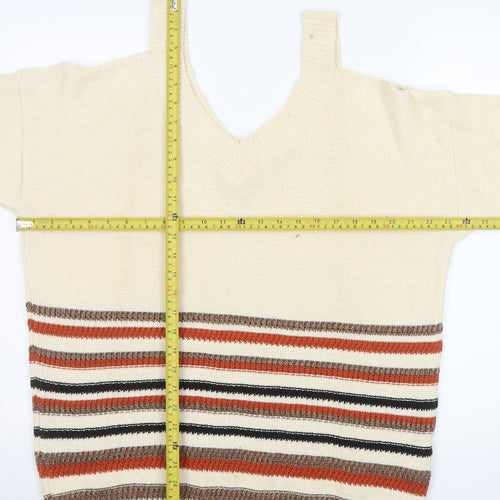 F&F Women’s Beige Striped V-Neck Pullover Jumper Size 20
