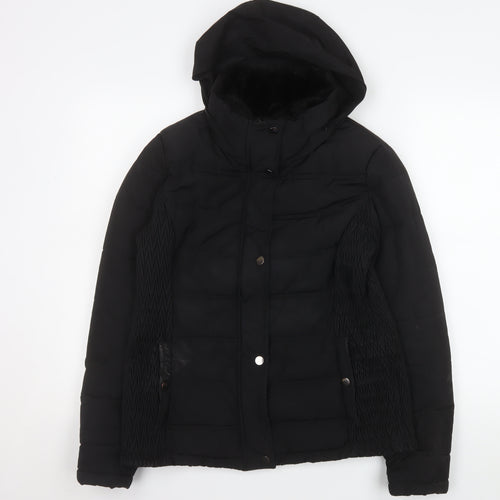 Tu Women Black Size 10 Hooded Puffer Jacket Winter Coat