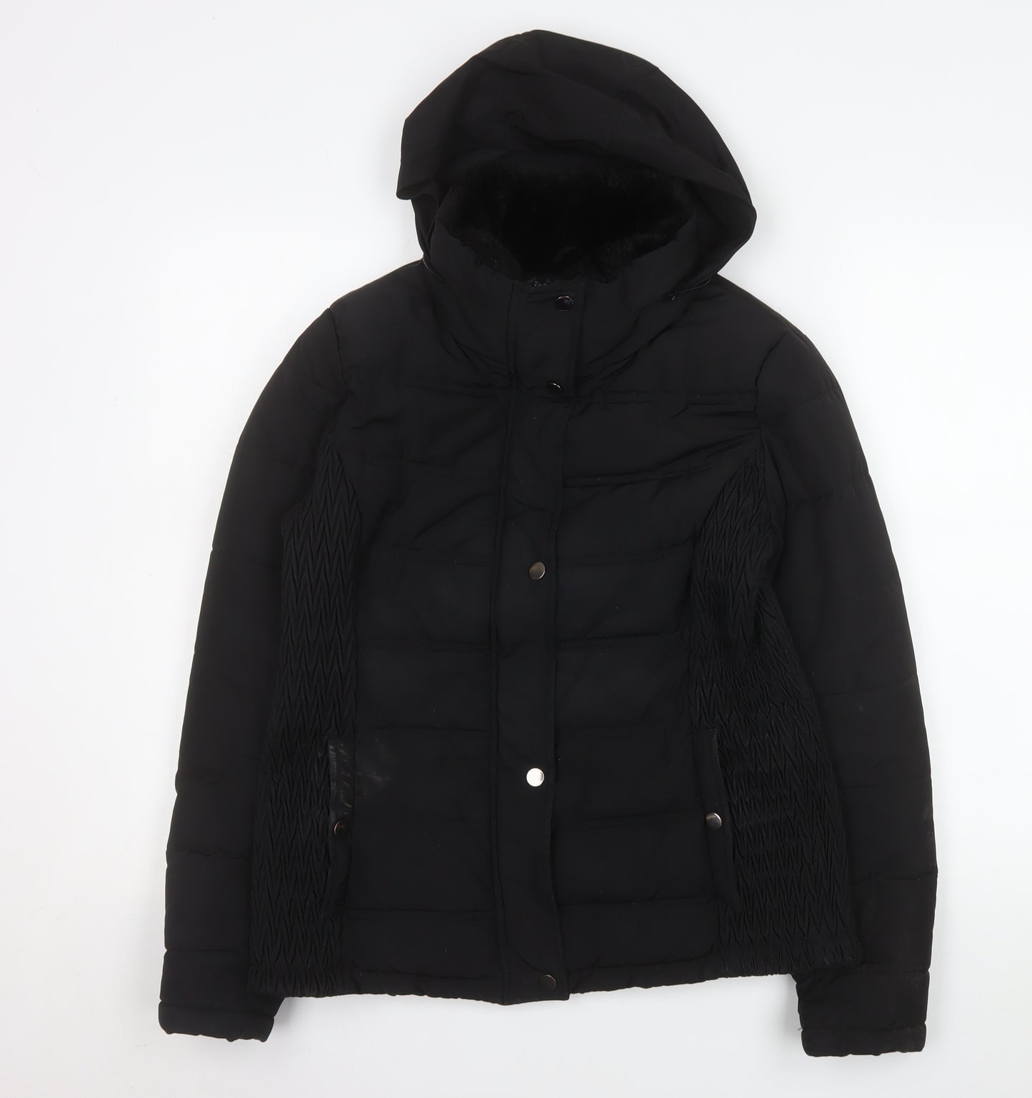 Tu Women Black Size 10 Hooded Puffer Jacket Winter Coat
