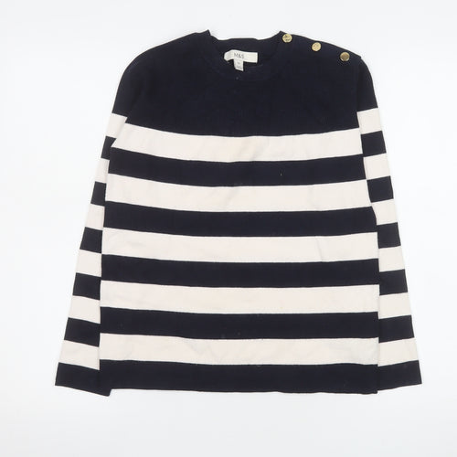 Marks and Spencer Women’s Blue Striped Crew Neck Lightweight Jumper XS