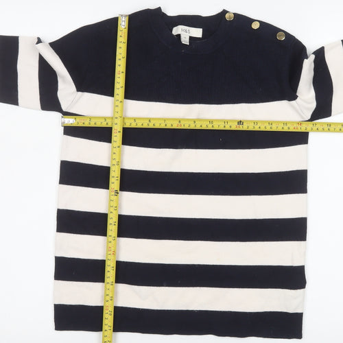 Marks and Spencer Women’s Blue Striped Crew Neck Lightweight Jumper XS