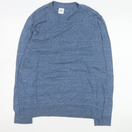 GAP Mens Blue Cotton Blend Crew Neck Pullover Jumper Size M