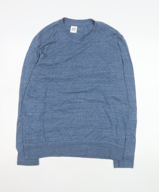 GAP Mens Blue Cotton Blend Crew Neck Pullover Jumper Size M
