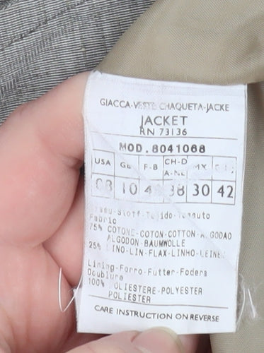 Max&Co Women Grey Linen Cotton Single Breasted Blazer Jacket Size 12